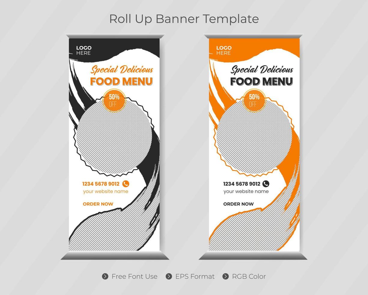 Roll up banner template design pro download vector