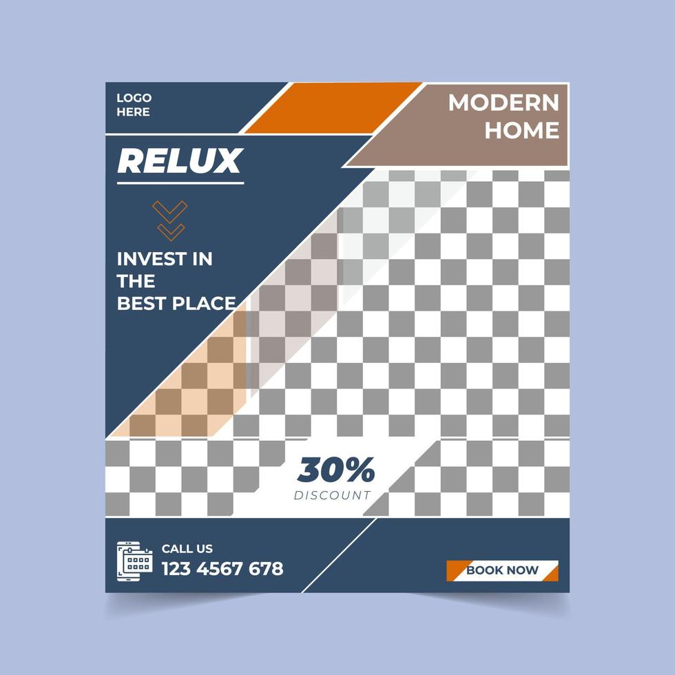 Real estate house property post or square sale banner template design for business company vector