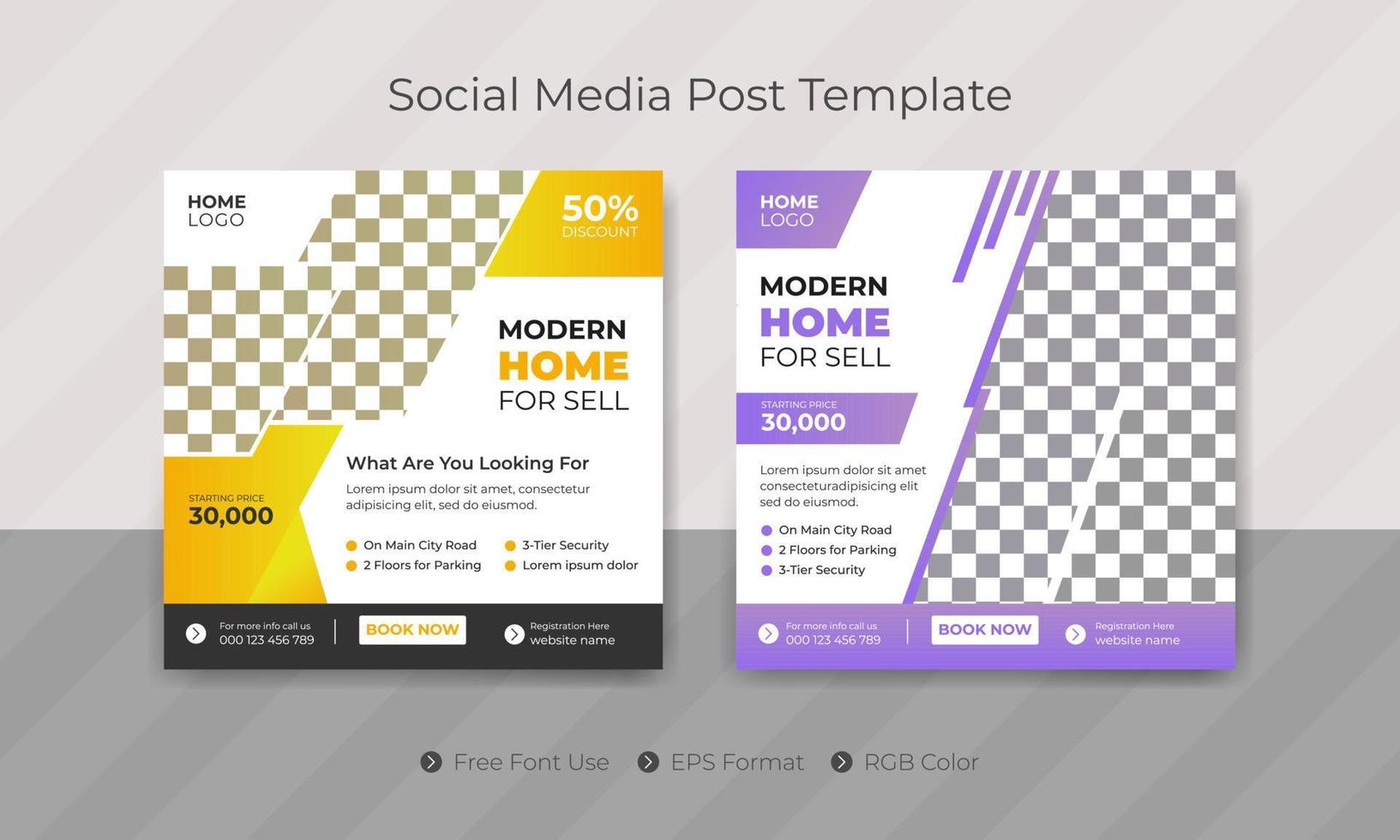 Real estate house property post or square social media sale banner template design for business company vector