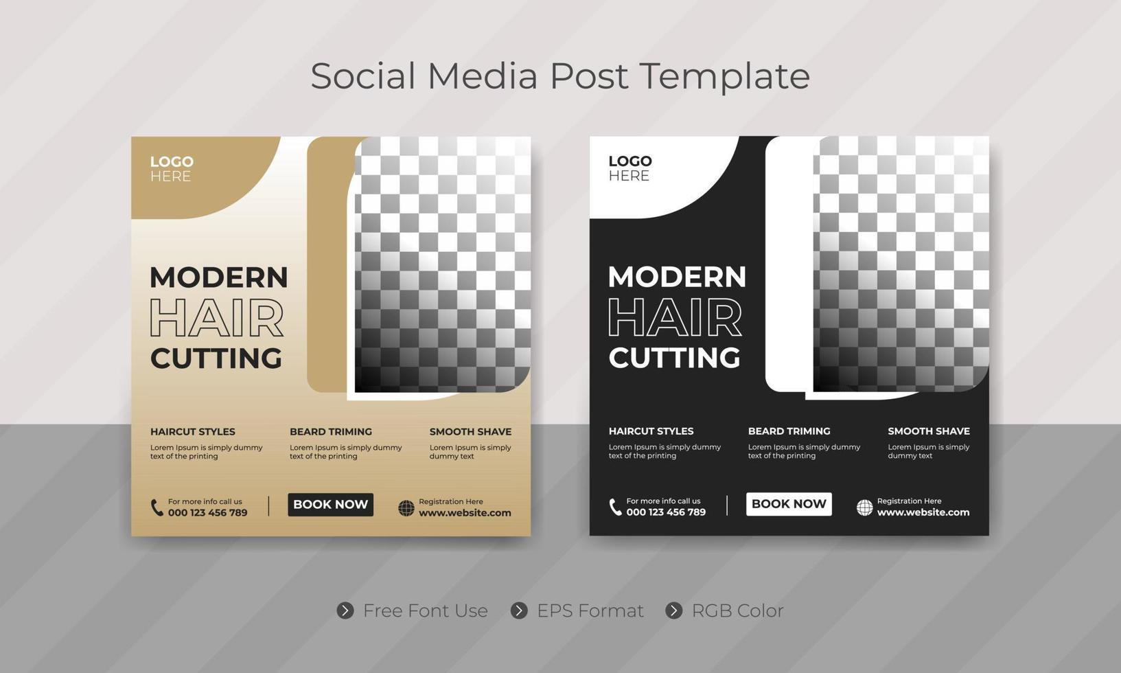 barbershop square social media post template design for barber ads vector