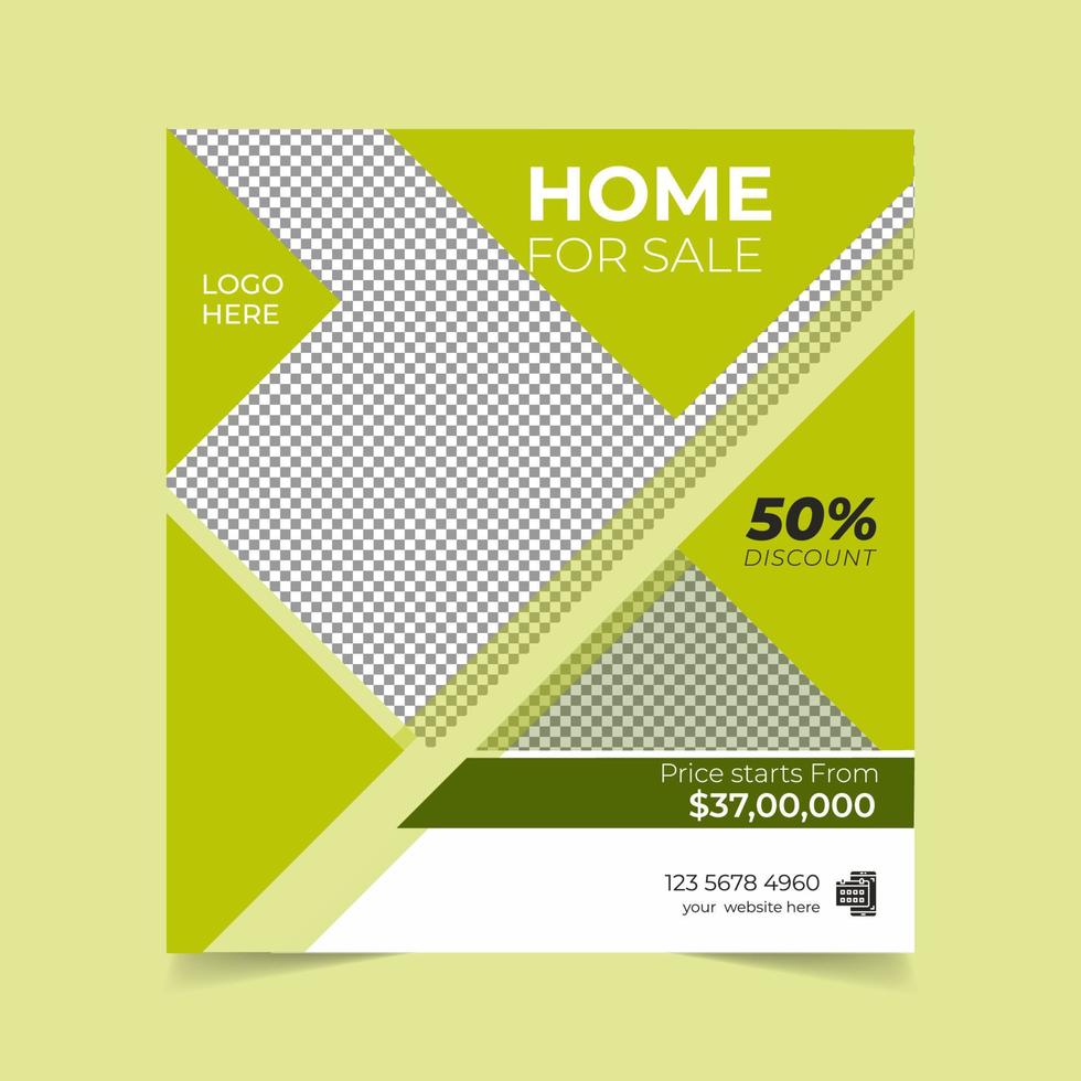 Real estate house property post or square sale banner template design for business company vector