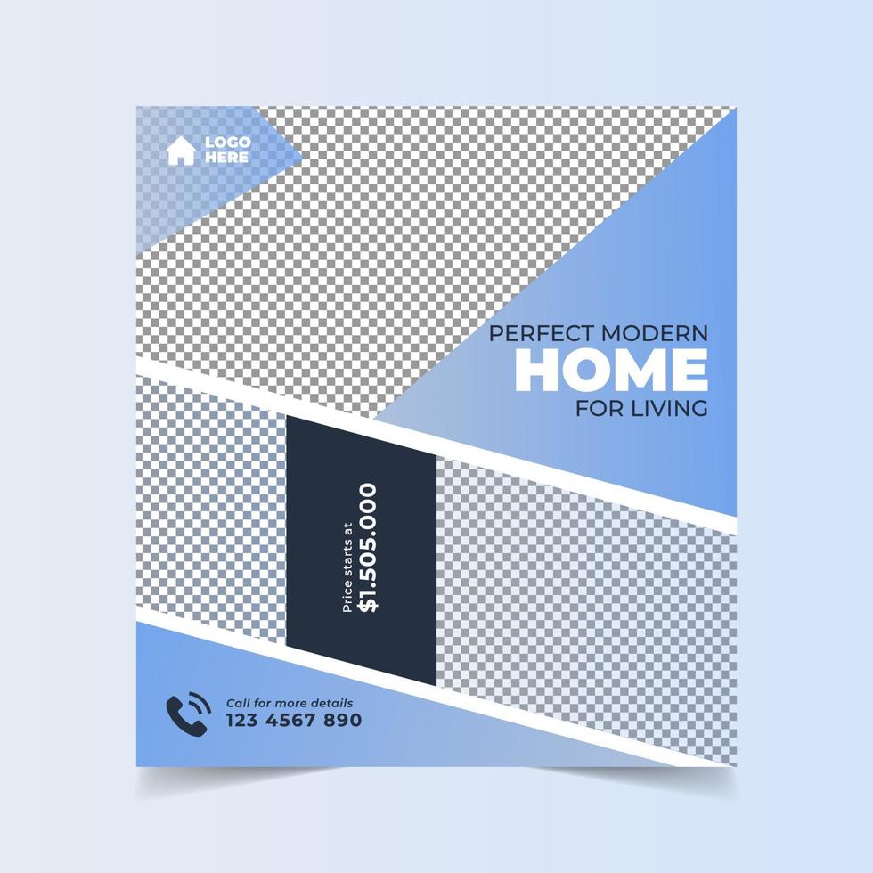 Real estate house property post or square sale banner template design for business company vector