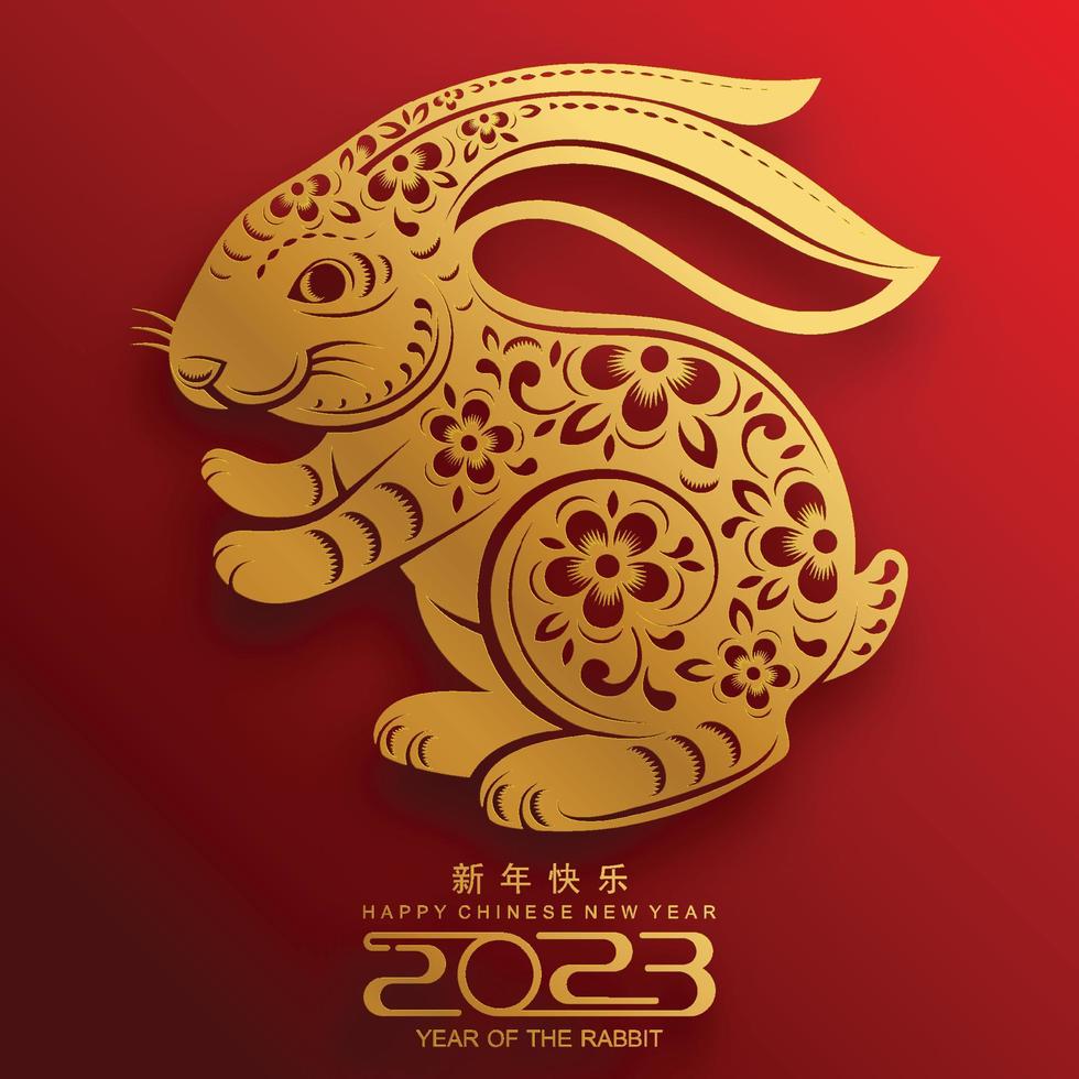 Happy chinese new year 2023 year of the rabbit vector