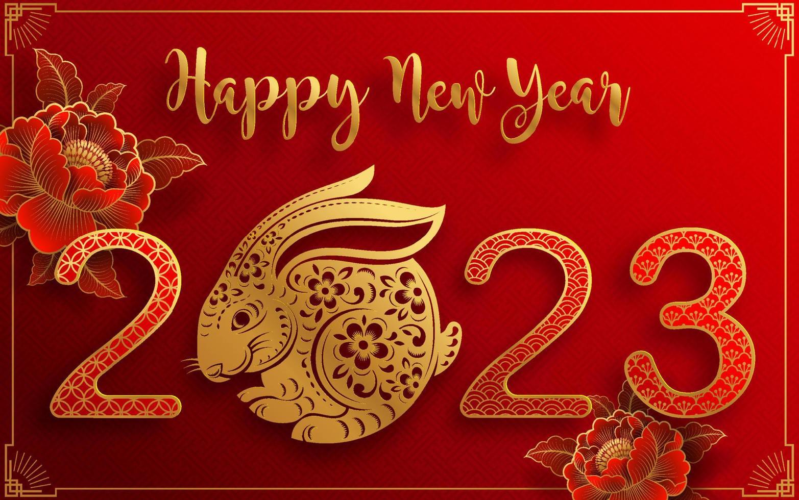 Happy chinese new year 2023 year of the rabbit vector