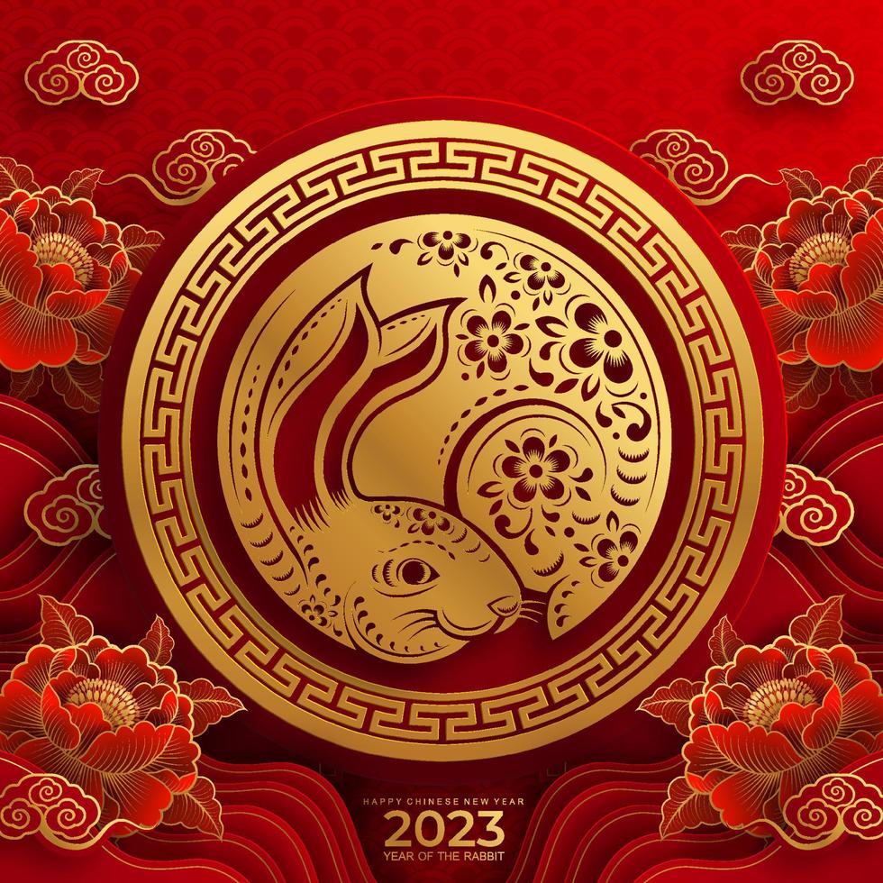 Happy chinese new year 2023 year of the rabbit vector