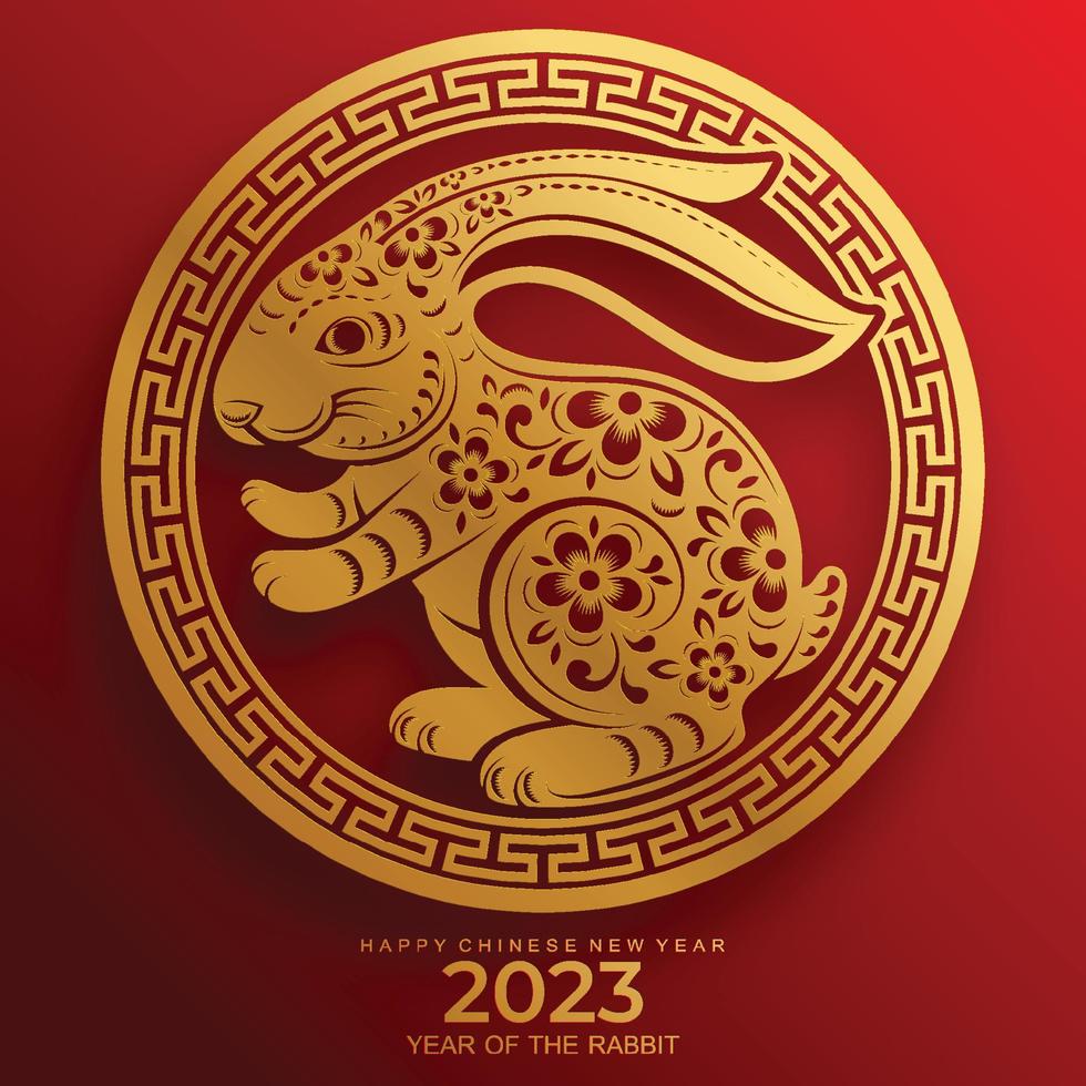 Happy chinese new year 2023 year of the rabbit vector