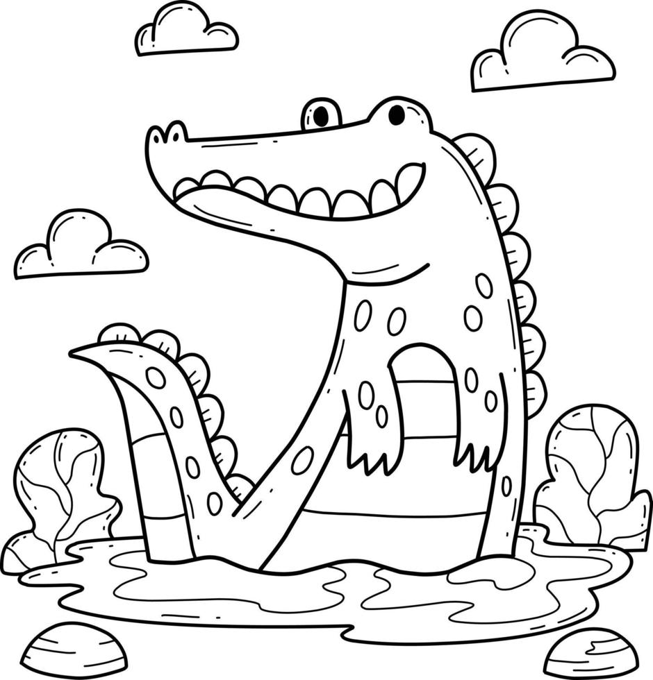 animals coloring book alphabet. Isolated on white background. Vector cartoon alligator.