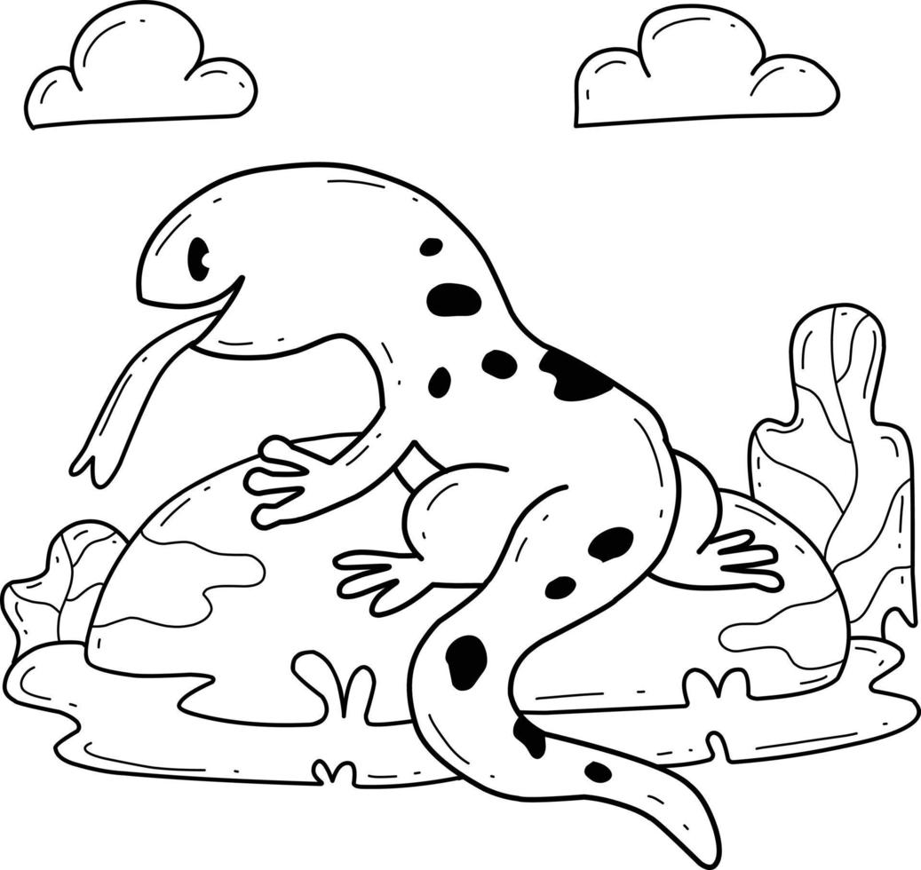 animals coloring book alphabet. Isolated on white background. Vector cartoon lizard.