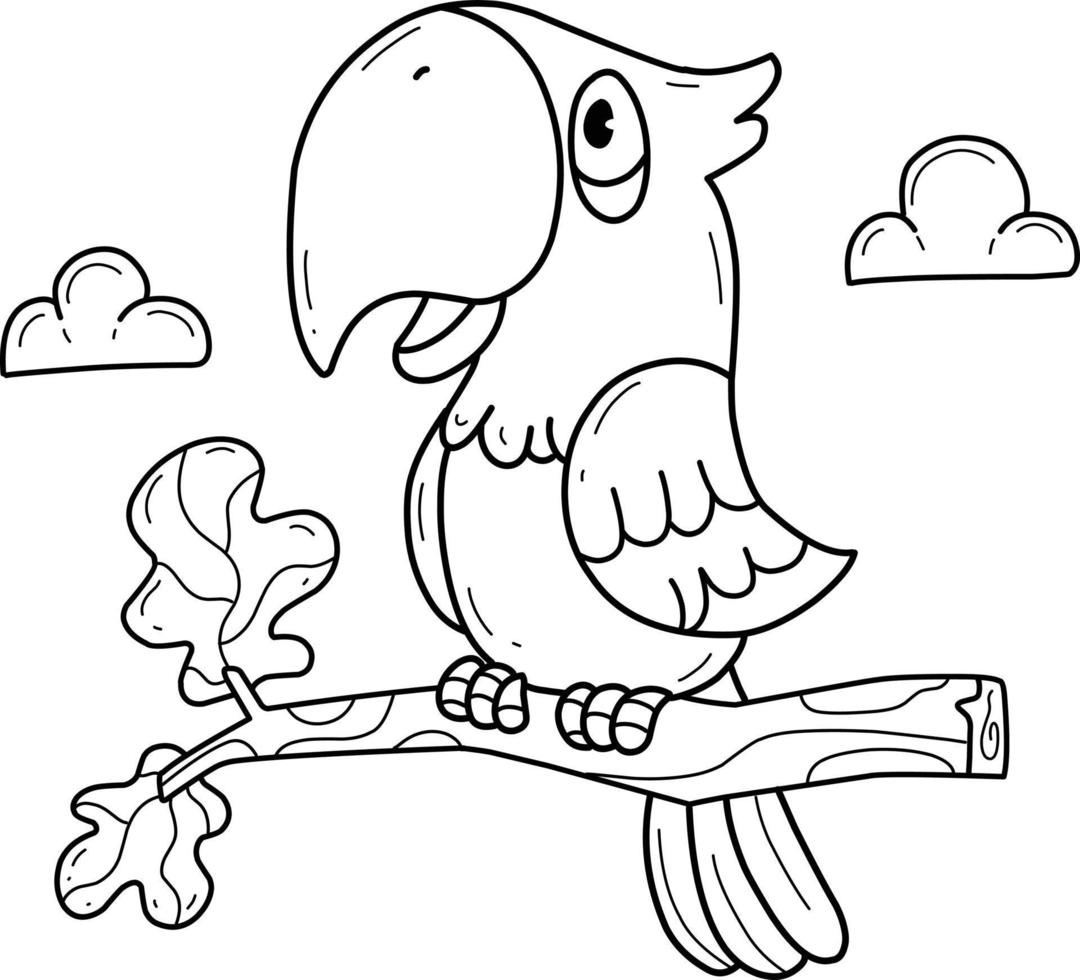 alfabeto de libro para colorear de animales. aislado sobre fondo blanco. pájaro guacamayo de dibujos animados vectoriales. vector