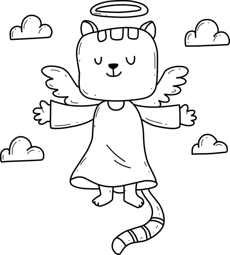 animals coloring book alphabet. Isolated on white background. Vector cartoon cat angel.