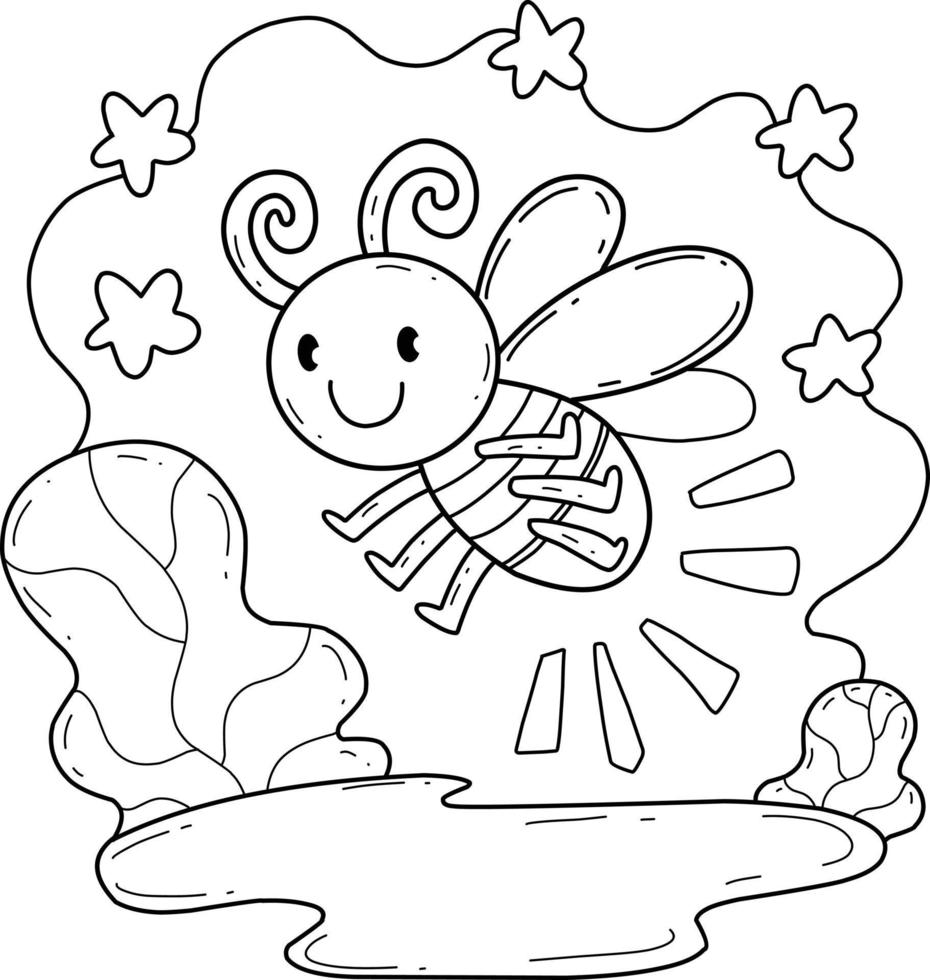 animals coloring book alphabet. Isolated on white background. Vector cartoon fireflies.