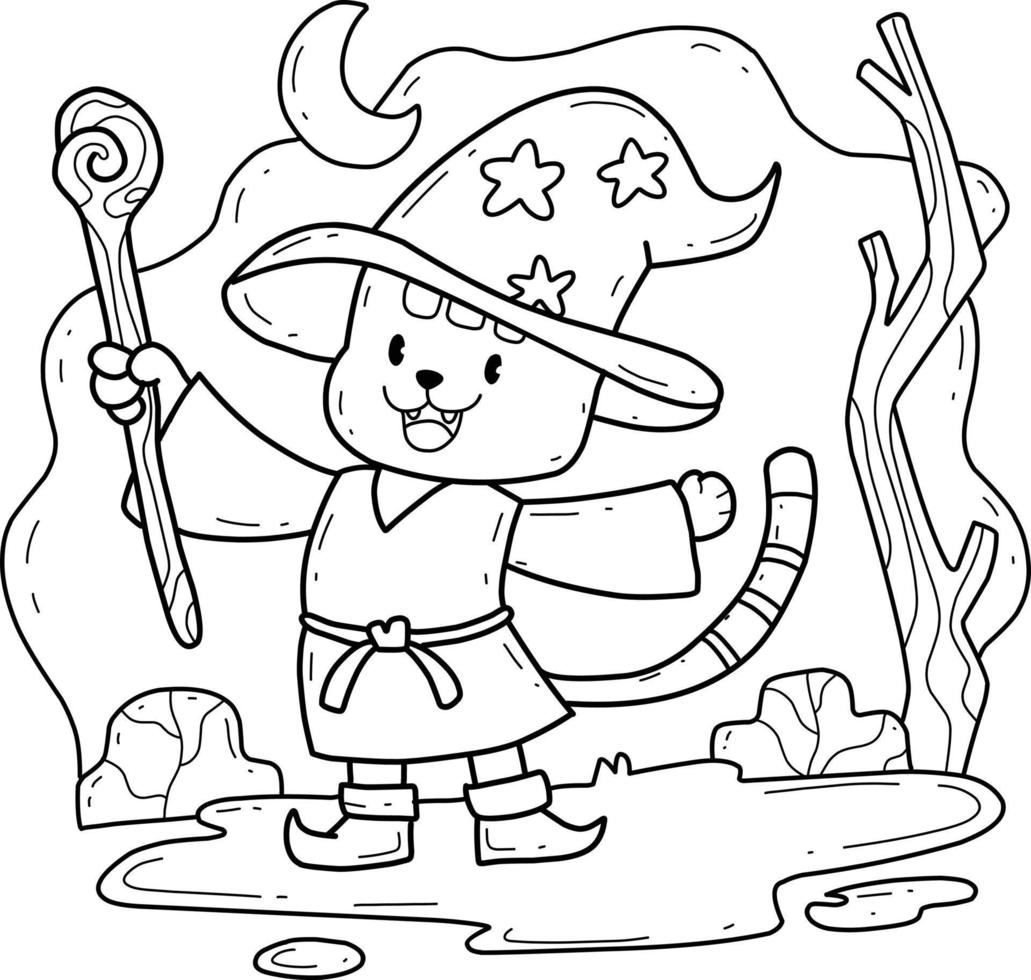 cartoon cat witch.coloring book alphabet. Isolated on white background. vector
