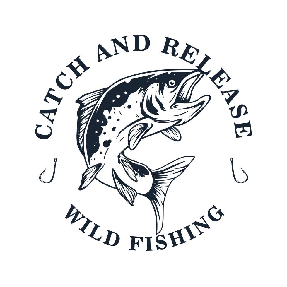 wild fishing logo, catch and release vector