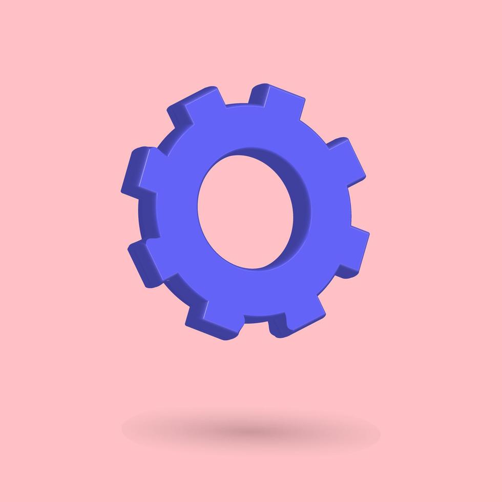 3D setting gear icon icon button vector with blue and pink background, best for property design images, popular vector illustration