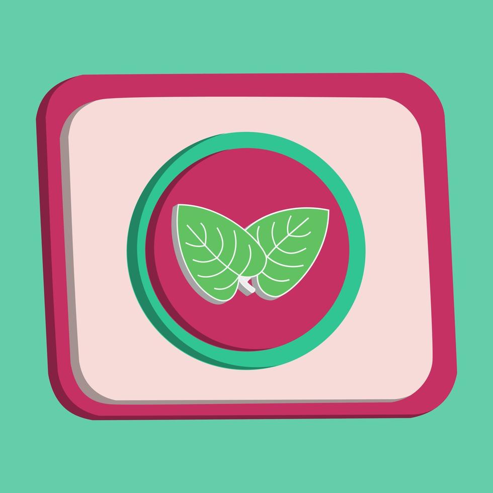 3D leaf icon button vector and magnifying glass with turquoise and pink background, best for property design images, editable colors, popular vector