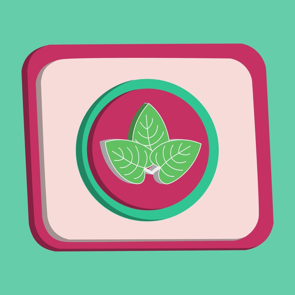 3D leaf icon button vector and magnifying glass with turquoise and pink background, best for property design images, editable colors, popular vector