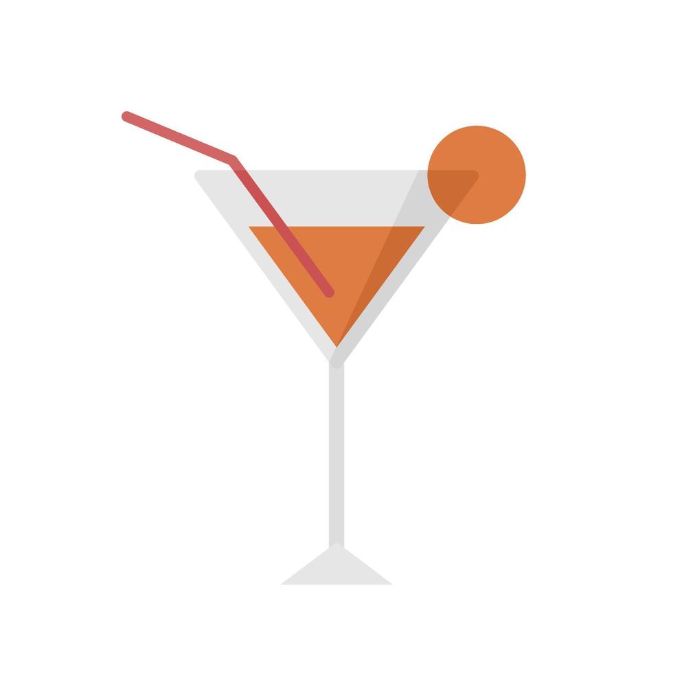 Orange cocktail flat vector icon illustration for restaurant, bar and other menu elements