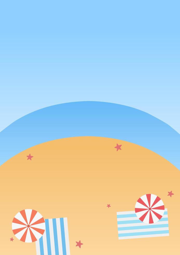 plantilla de póster de playa de verano con cielo azul brillante y ambiente festivo vector