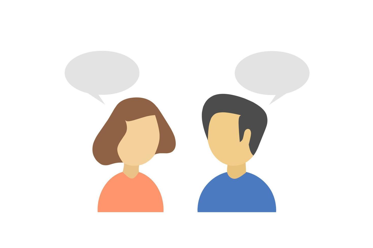 flat illustration of people talking to each other simple design vector