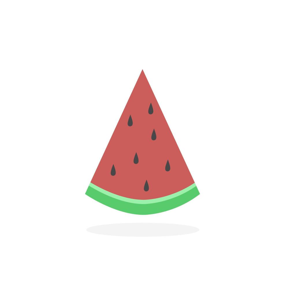 watermelon slice flat icon illustration with simple design and cartoon style vector