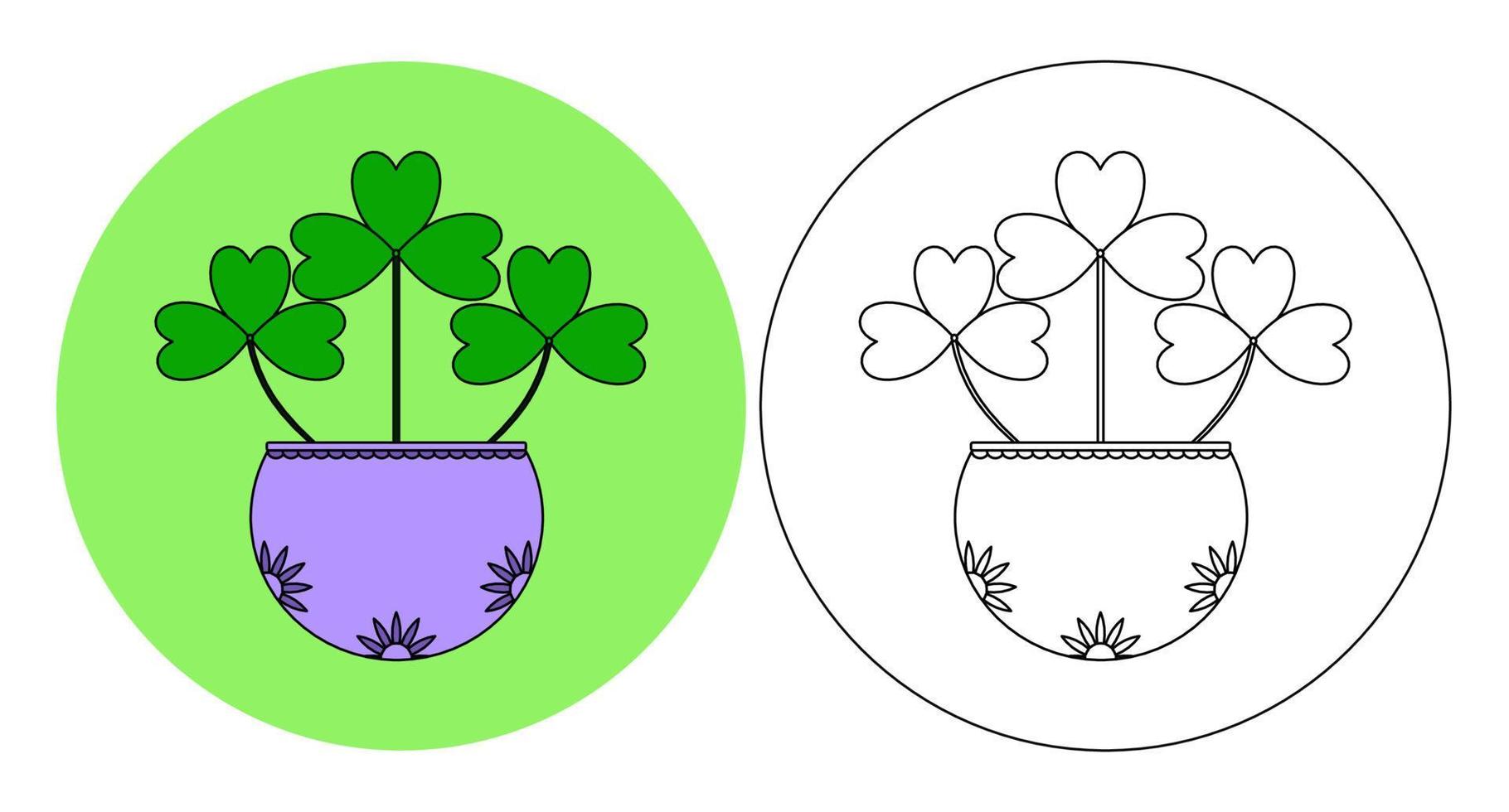 Coloring book clover plant for kids activity colouring pages. Vector illustration