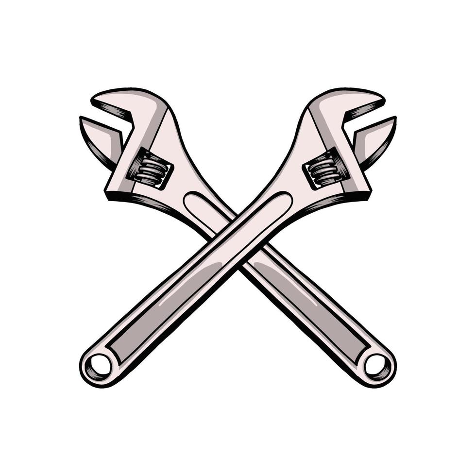 Ilustración de vector de llave ajustable de la colección de herramientas. llave ajustable de la celebración del día del trabajo. apto para el símbolo de construcción o reparación. diseño de llave aislado sobre fondo blanco.