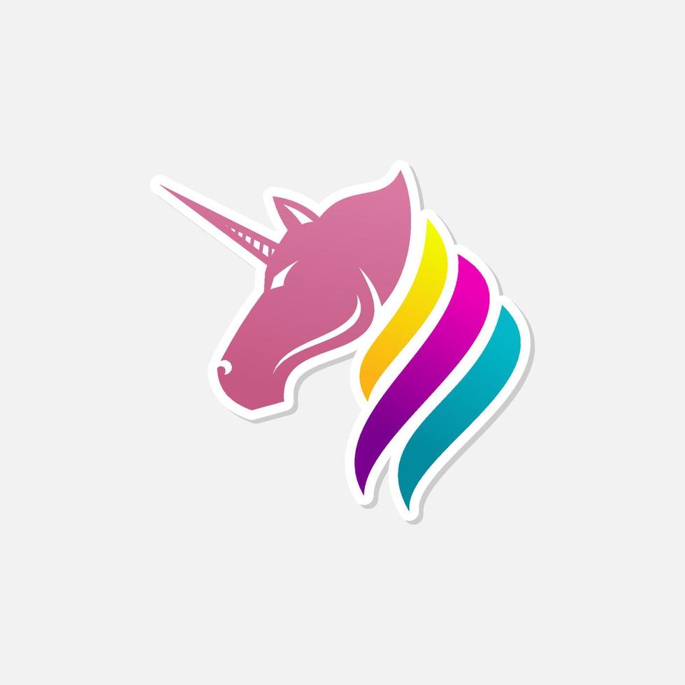 vector de cabeza de caballo unicornio. símbolo de sueño. animales de fantasia estilo de color degradado