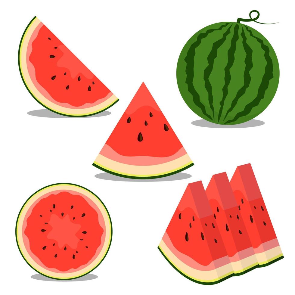 ilustración de vector de fruta de sandía. bueno para comida y bebida, restaurante o diseño de verano. estilo de color plano