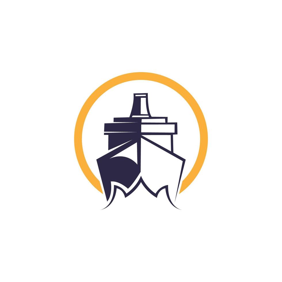 nave vector logo plantilla ilustración aislada sobre fondo blanco. imagen del barco. icono de barco. logotipo de barco para la industria del transporte o los viajes. símbolo de barco.