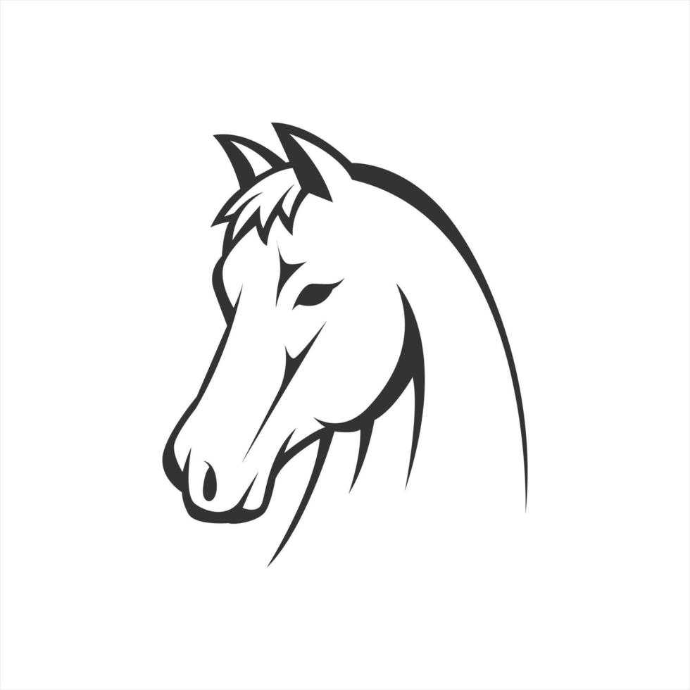 ilustración de arte de línea vectorial de cabeza de caballo. deporte ecuestre, o símbolo fuerte. perfecto para la empresa de granja de animales. vector