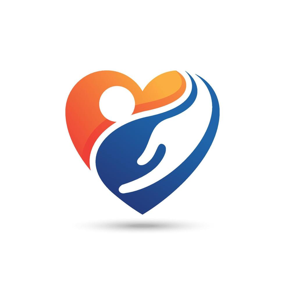 people heart hand care vector. potential for charity, healthcare symbol. gradient color style vector