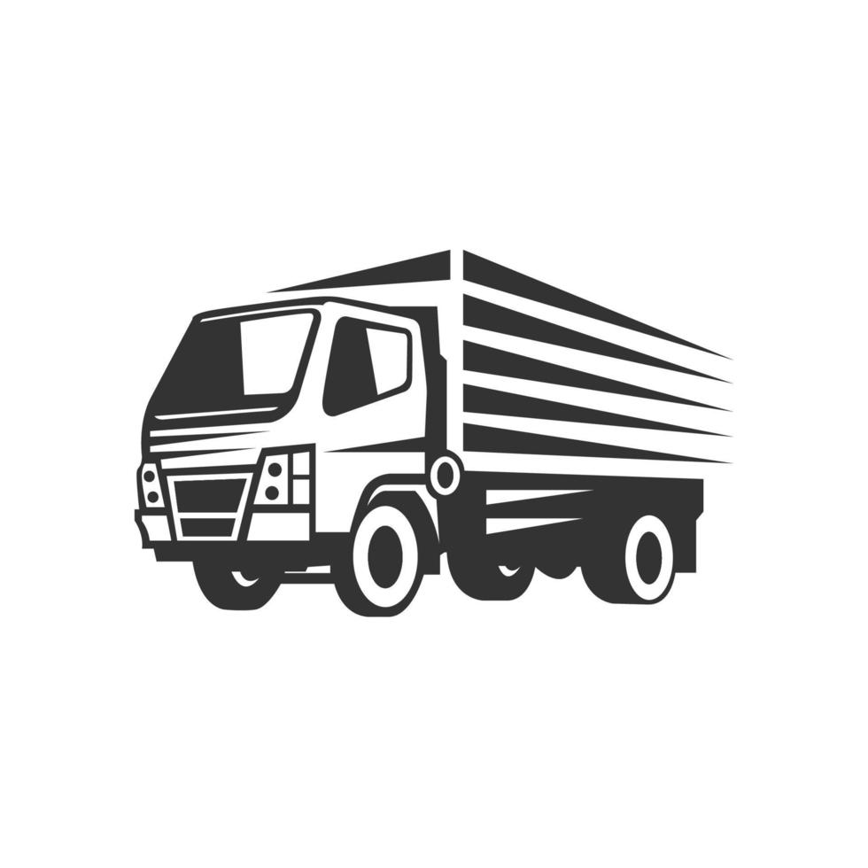 plantilla de logotipo de silueta de vector logístico de camión. perfecto para el logotipo de la industria de entrega o transporte. sencillo con color rojo