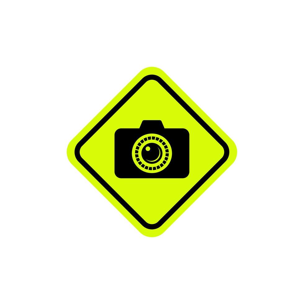 Camera or photo allowed with yellow square sign.good for icon sticker message. flat design with yellow and black color vector