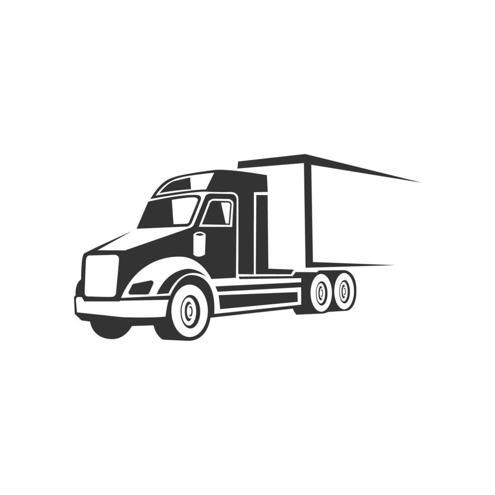 truck logistic vector silhouette logo template. perfect for delivery or transportation industry logo. simple with dark grey color