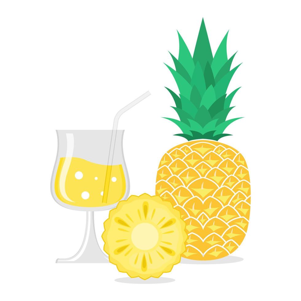 ilustración de vector de fruta de piña. frutas de verano, para una vida sana y natural. estilo de color plano