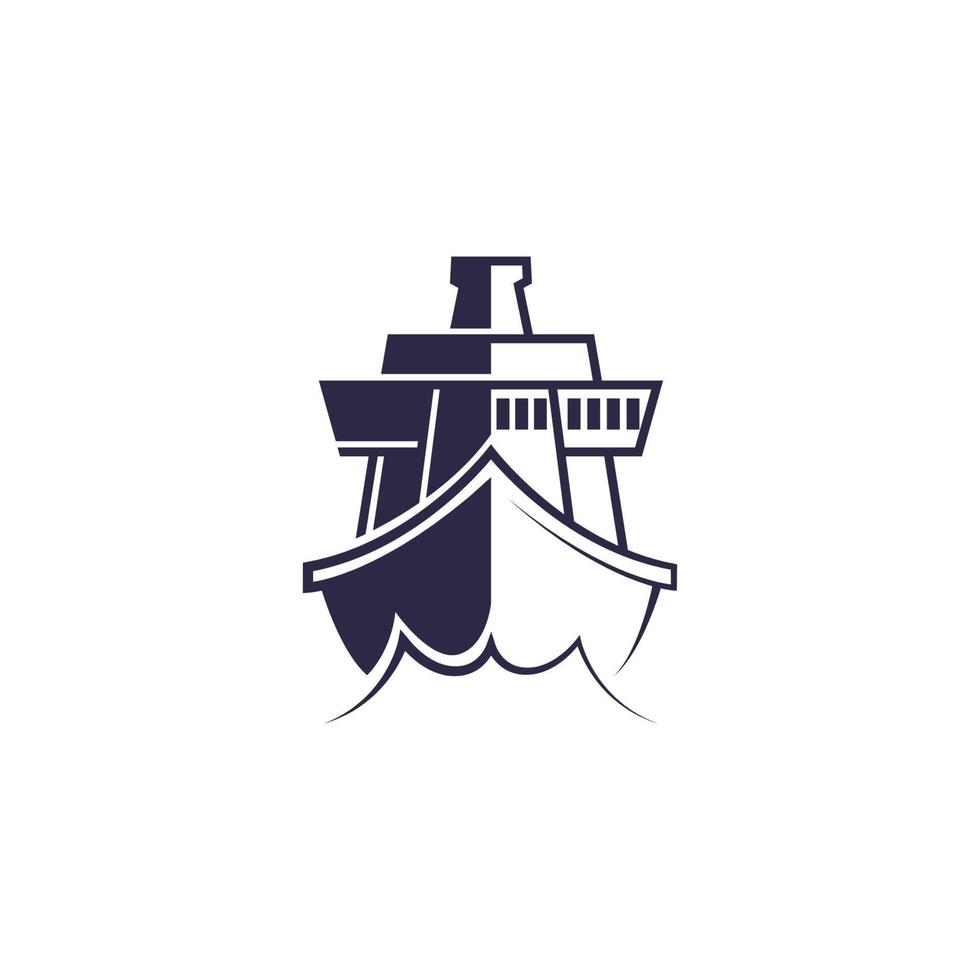 nave vector logo plantilla ilustración aislada sobre fondo blanco. imagen del barco. icono de barco. logotipo de barco para la industria del transporte o los viajes. símbolo de barco.