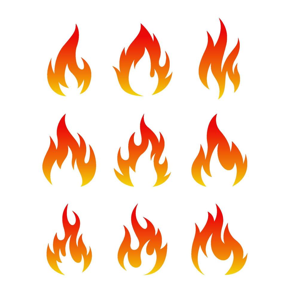 set of fire flames vector illustration. good for fire, angry or danger