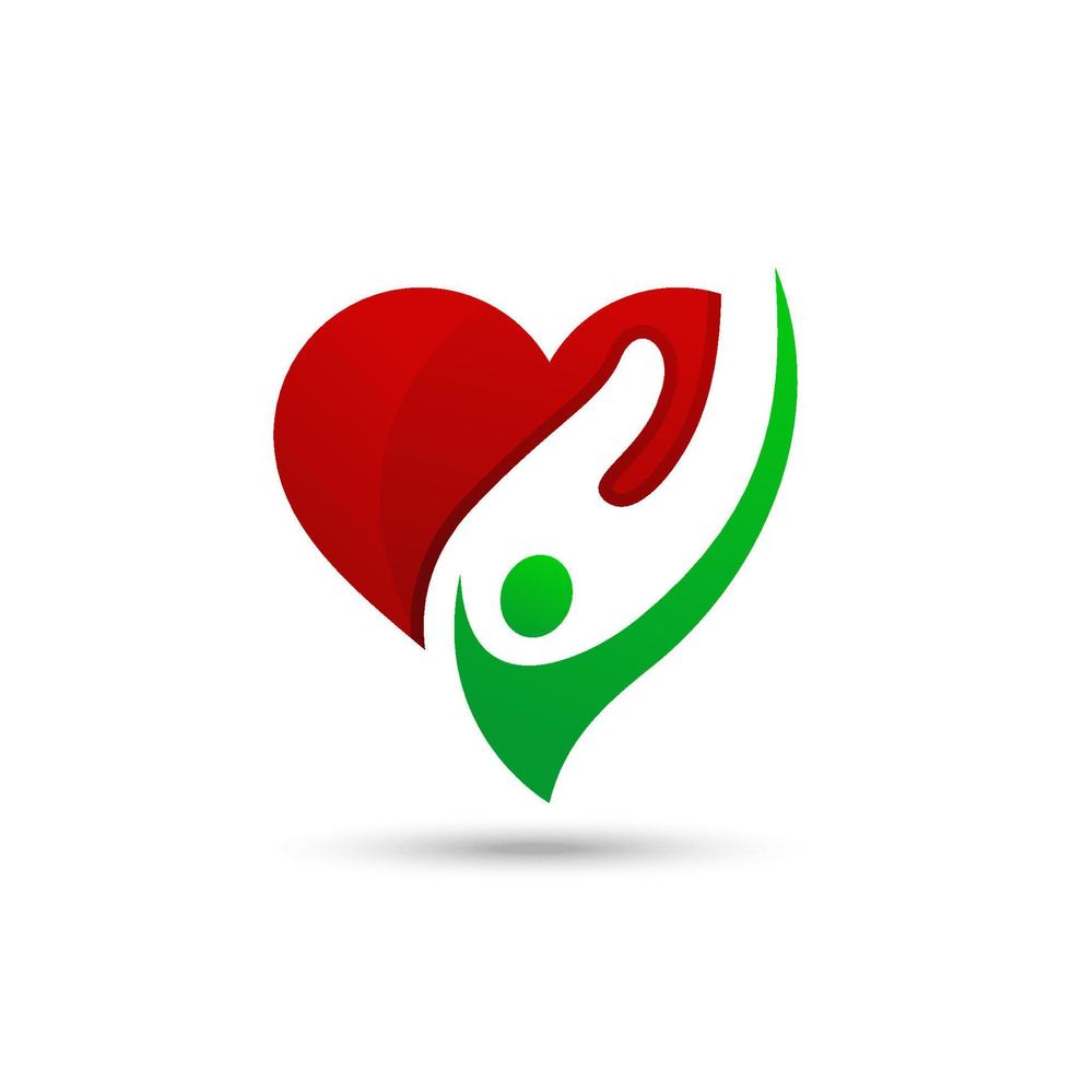 people heart hand care vector. potential for charity, healthcare symbol. gradient color style vector