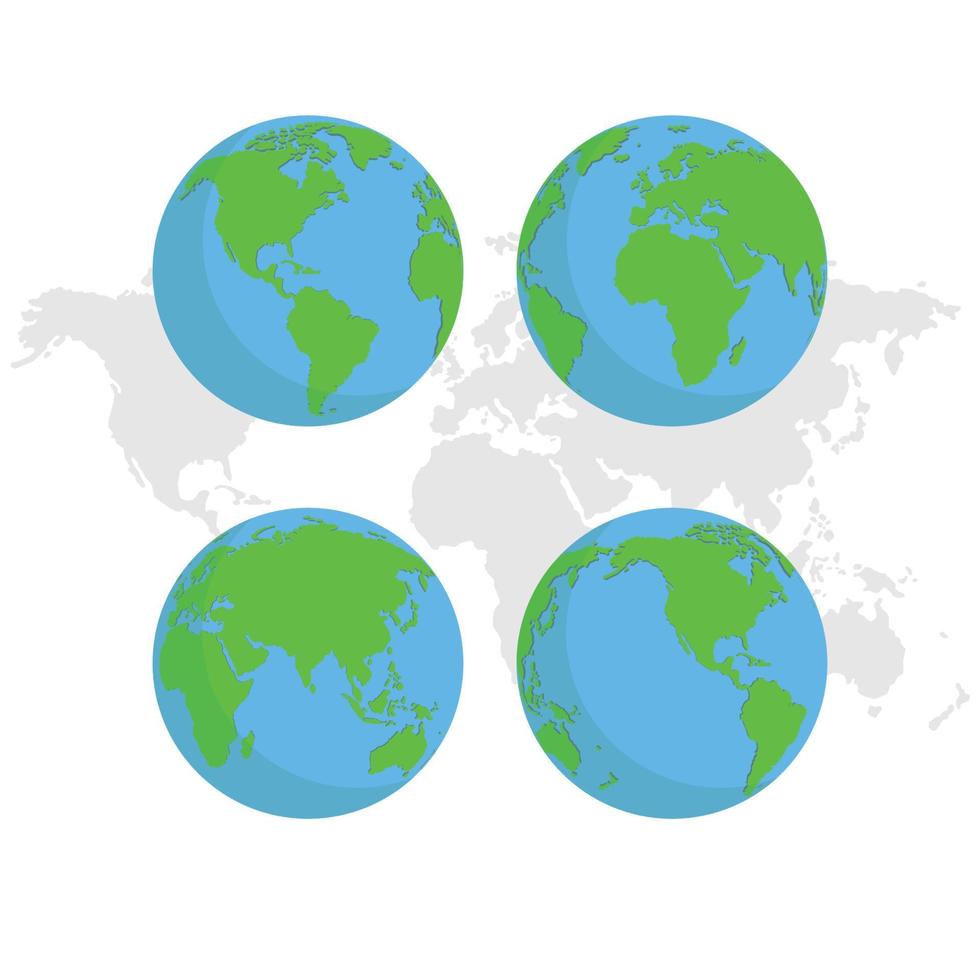 globes earth flat style with world map vector