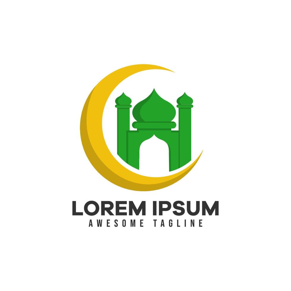 logotipo de la mezquita. ilustración vectorial moderna adecuada para el logotipo del tema islámico. estilo de color plano. vector