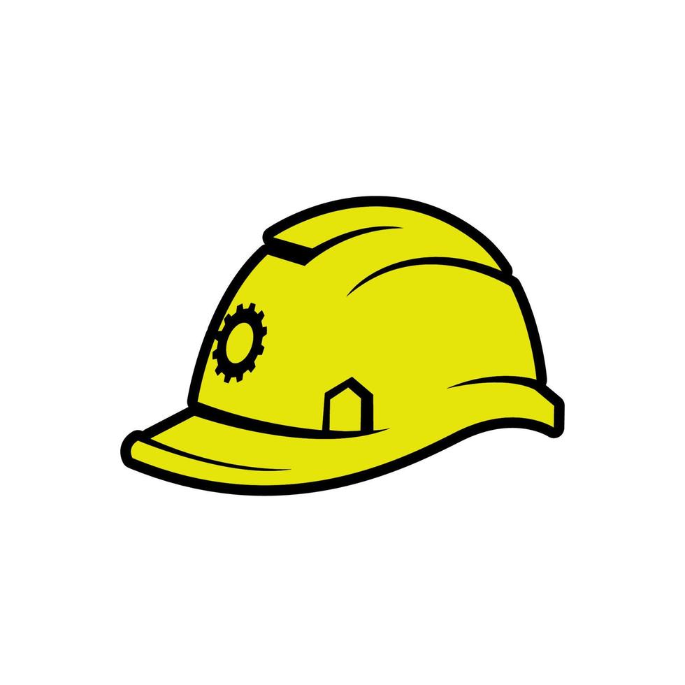 yellow safety helmet vector illustration. hard hat safety worker. flat color style