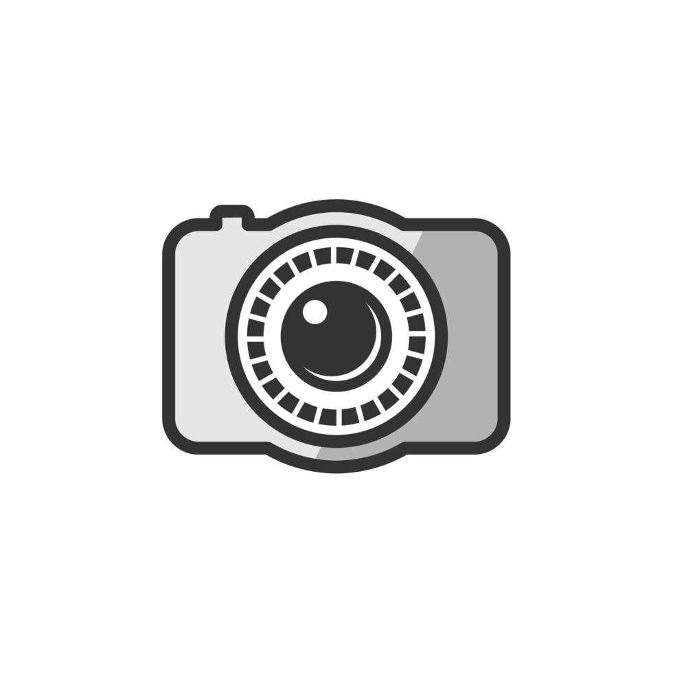 ilustración de vector de cámara. bueno para el icono de la cámara, la fotografía o la industria de la videografía. plano simple con estilo de color gris