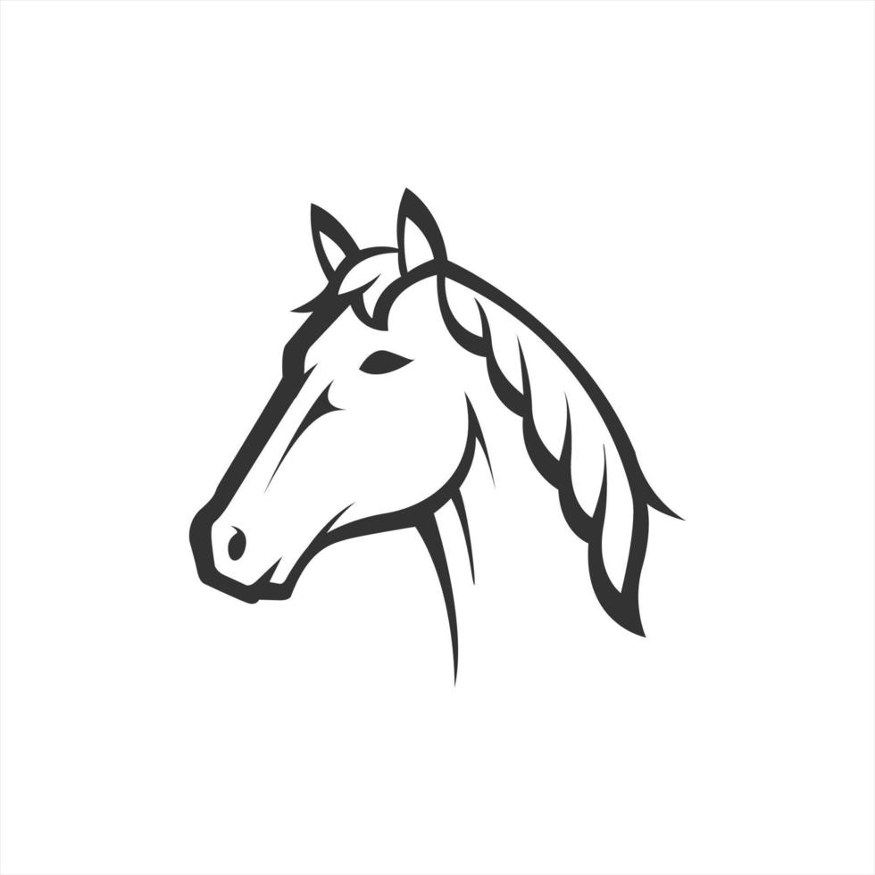 ilustración de arte de línea vectorial de cabeza de caballo. deporte ecuestre, o símbolo fuerte. perfecto para la empresa de granja de animales. vector