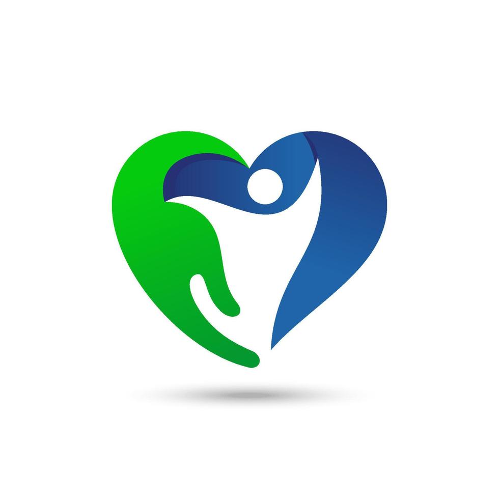 people heart hand care vector. potential for charity, healthcare symbol. gradient color style vector