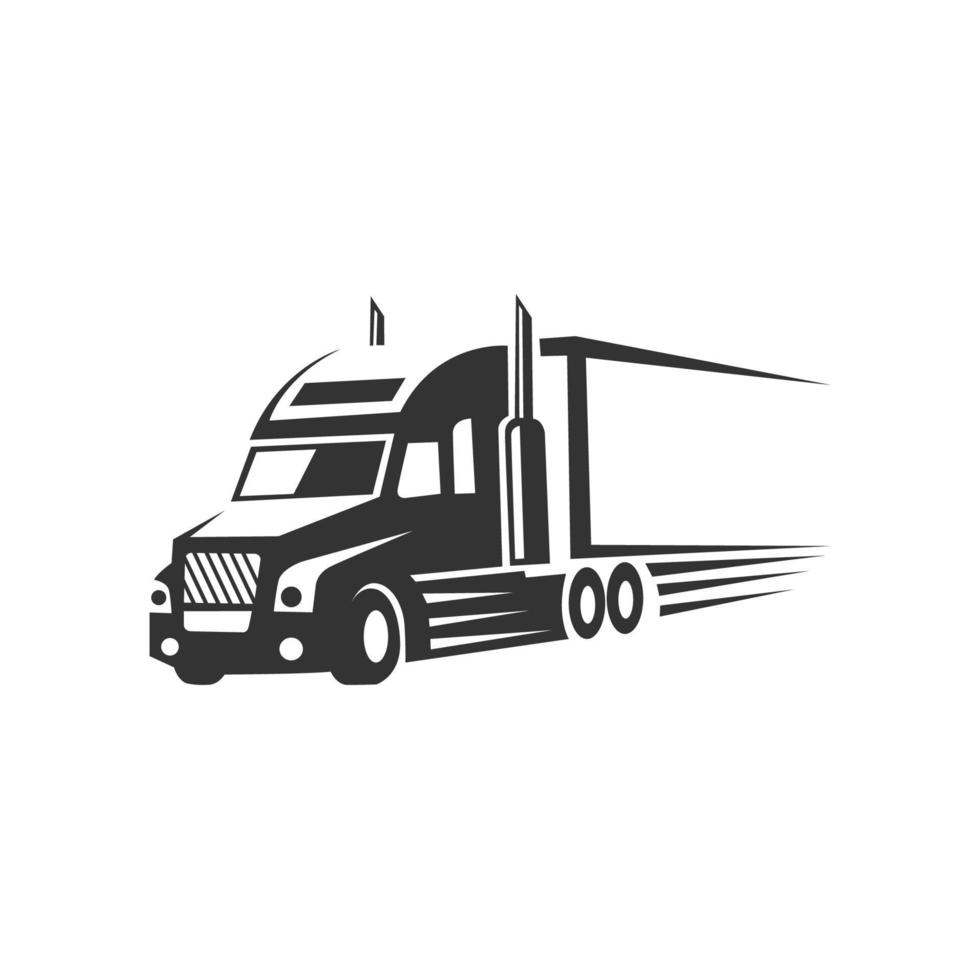 truck logistic vector silhouette logo template. perfect for delivery or transportation industry logo. simple with dark grey color