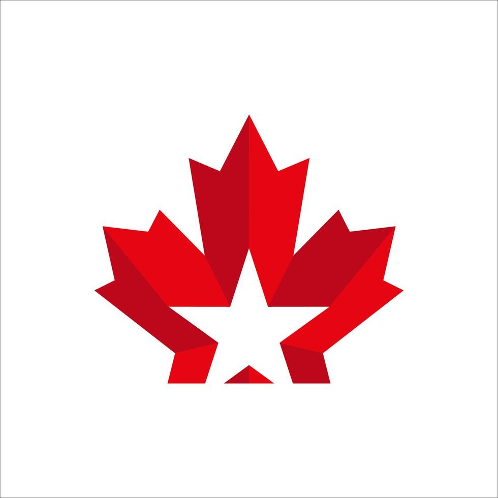 maple leaf with star vector logo template. good for canada day design. flat color style