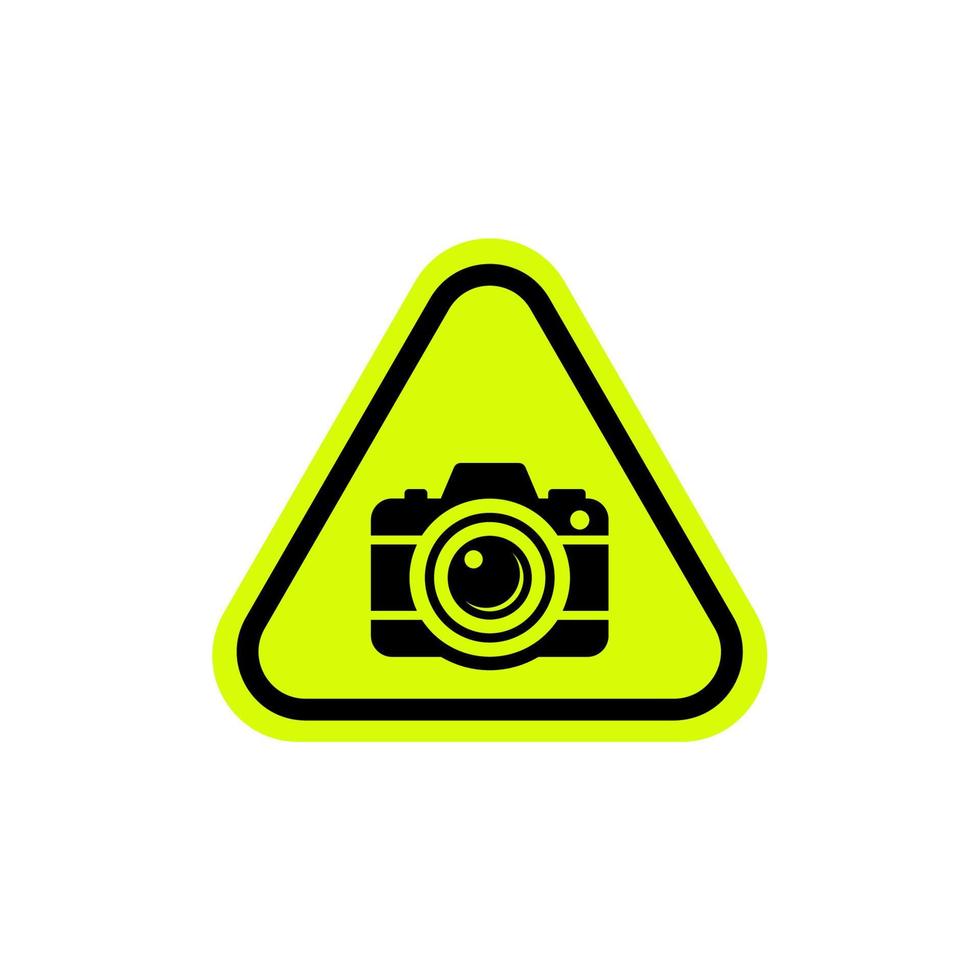 Camera or photo allowed with yellow triangle sign.good for icon sticker message. flat design with yellow and black color vector