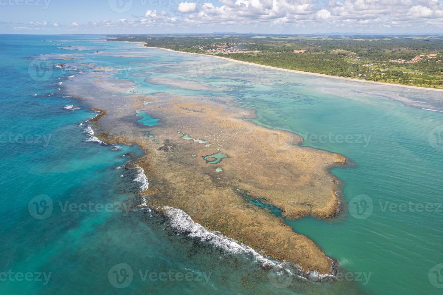 Aerial view of beach Sao Miguel dos Milagres, Alagoas, Brazil. photo