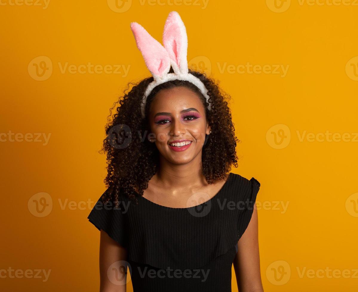 Brazilian Carnival. Young woman in costume enjoying the carnival party. photo