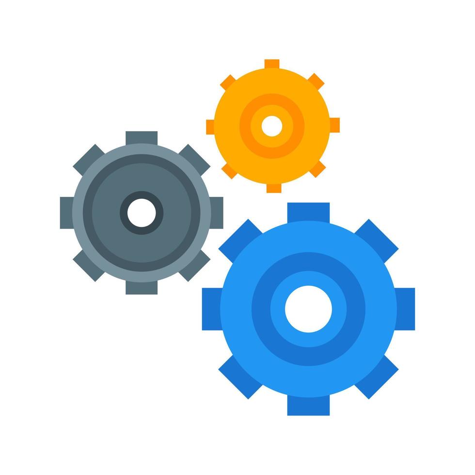 Multiple Cogwheels Flat Multicolor Icon vector